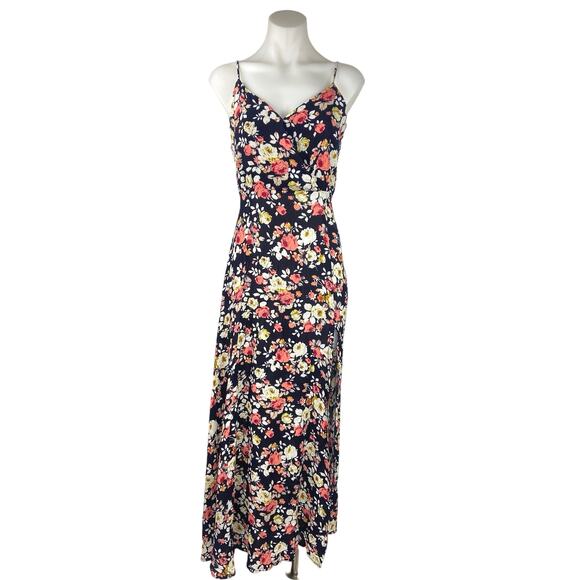 Lulus Blue Everlasting Bliss Floral Print V-Neck Sleeveless Slit Maxi Dress Sz M - Picture 1 of 5
